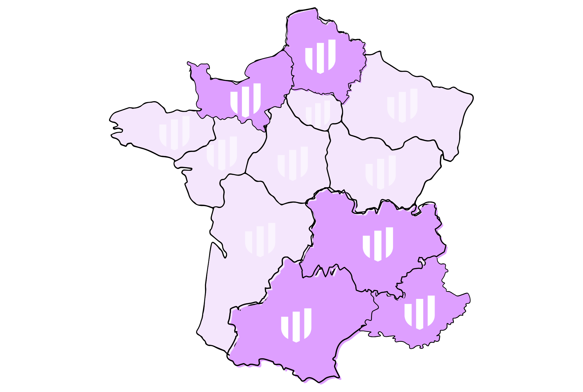 Carte de France représentant les comités